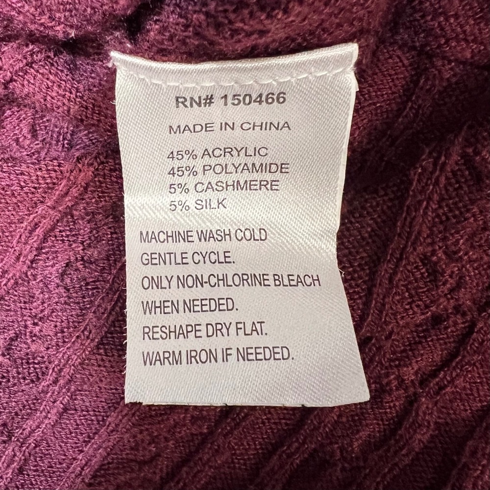 Market & Spruce Sweater Womens XS Burgundy Cable Knit Cashmere Silk Blend - Picture 7 of 9